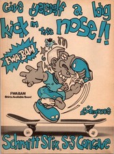 1988 • SCHMITT STIX & Adrian Demain handplant print ad • 1980s skateboard DA-01