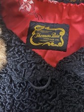 Vintage Jacket 60s Blk. Curly Wool/M/Contrasting Mink Collar-Buttons/Red Lining