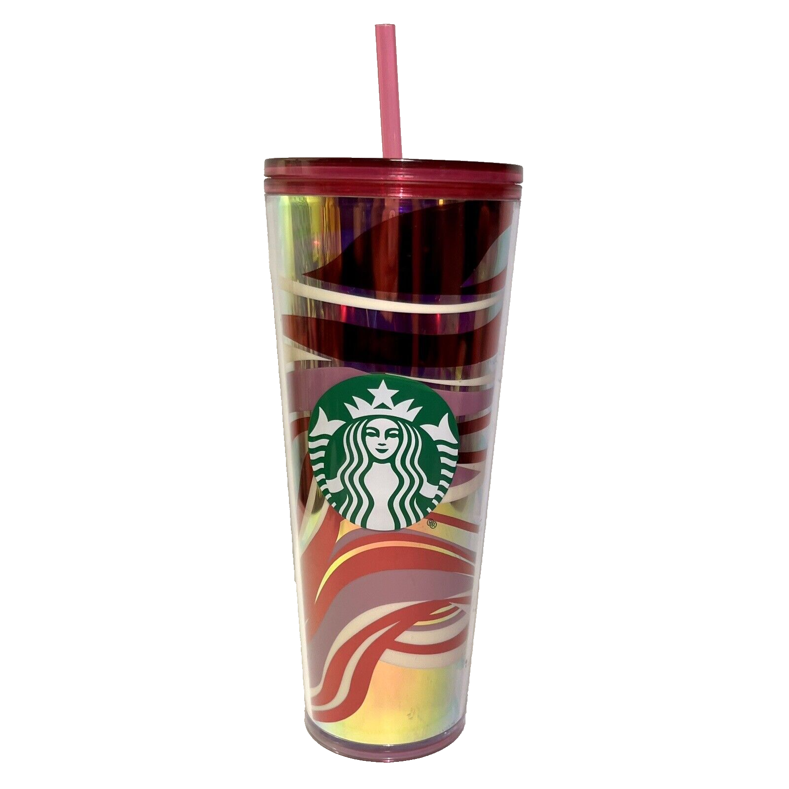Starbucks 2021 Pink Peppermint Swirl 24oz Venti Cold Cup Tumbler Holiday Edition