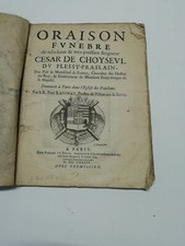 1678. Oraison funebre de... Cesar de Choyseul du Plessy-Praslain.Francese. 