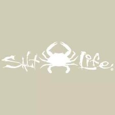 Salt Life Decal - 12 Medium Surface Mount Sticker - Crab - White Sad967