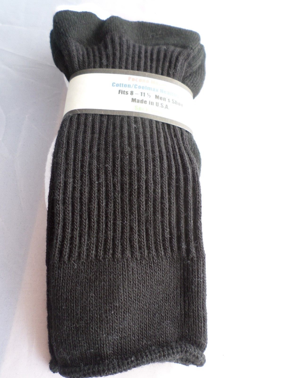 SAOLA 1 Paio Calze Grandi Salute Bianco Cotone Suola Coolmax 8 11 1 2 Made USA BiancoNero