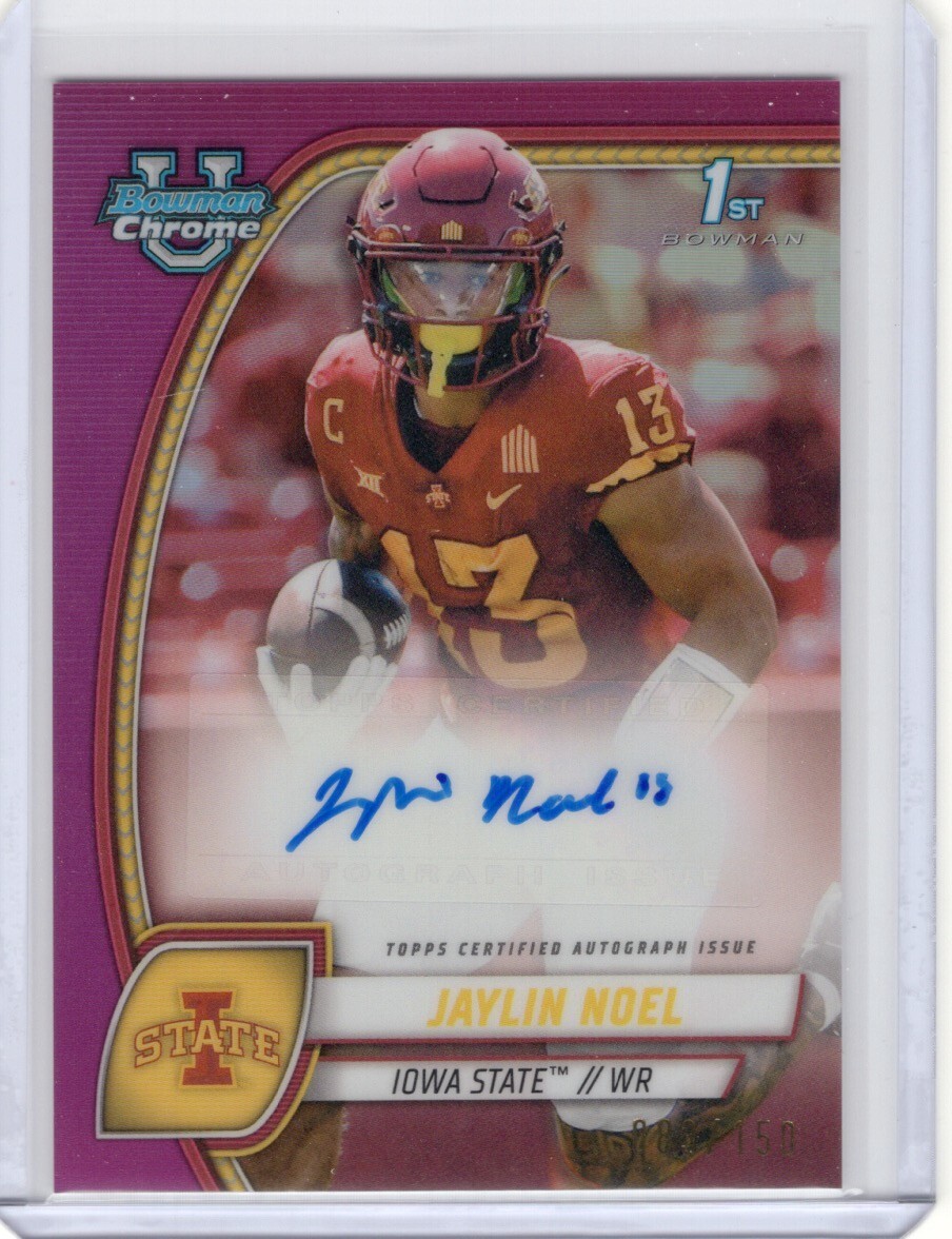2024 Bowman Chrome University Jaylin Noel Fuschia Refractor Auto /150 Iowa State