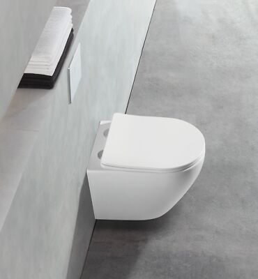 Raumspar Spülrandlos Wand Hänge WC WHR-6051 Toilette inkl. Soft-Close WC-Sitz