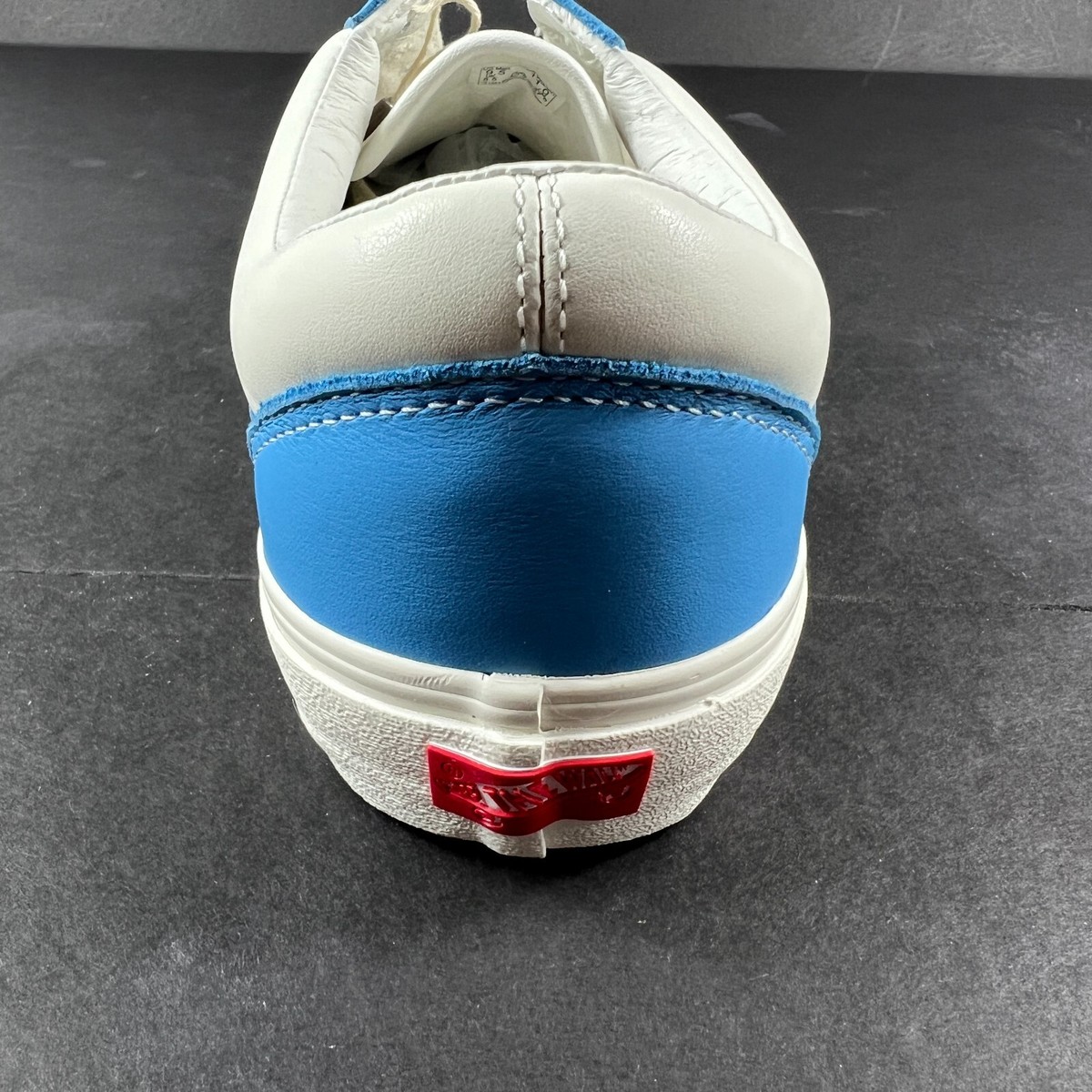 VANS Shoe Men 9.5 Old Skool Vault Leather White Bonnie Blue