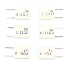 5W Non-inductive Cement Resistor ±5% Accuracy 0.1Ω 0.15Ω 0.22Ω 0.25Ω 0.33Ω 0.5Ω