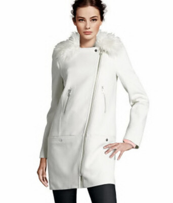 Wunderschöne H&M Long Biker Wolljacke Cremeweiss DE NP135€  Neu!RAR!