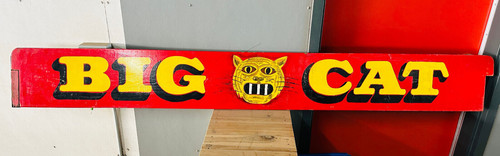vtg BIG CAT carnival circus game sign 92"x12" midway AMAZING freak show