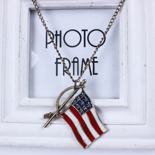 4th of July Patriotic Red White Blue American USA Flag Necklace Pendant US - Picture 3 of 5