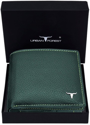 New Green Bi-Fold Leather Men's Wallet RFID Protection Gift Item - Picture 3 of 7
