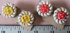 Two pairs of 1960s/70s clip-on shell/plastic rosette earrings. Tiki/beach!