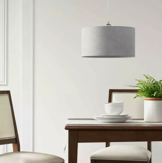 Threshold Pendant Drum Linen Shade Ceiling Light for sale online eBay