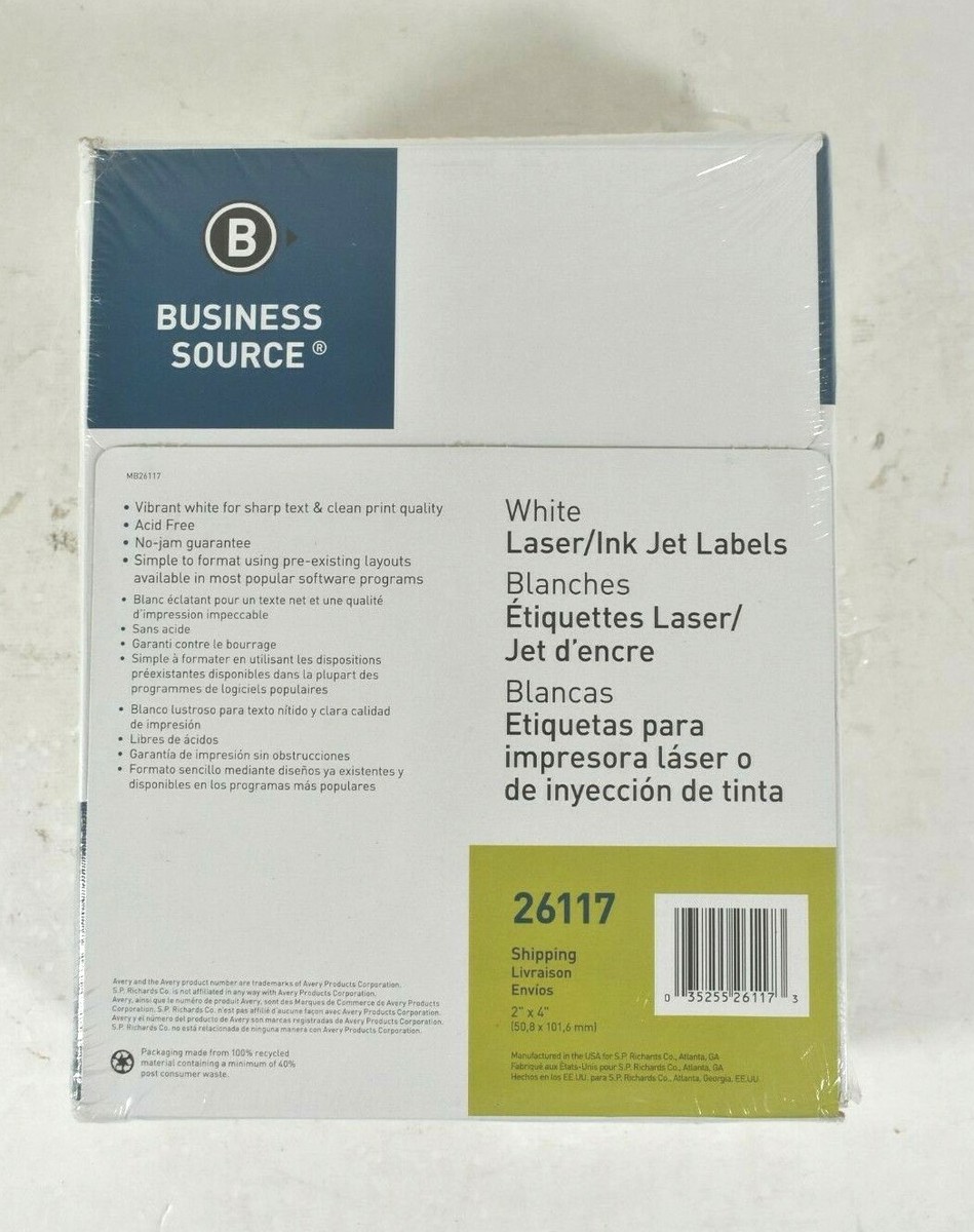 Lot of 2 Business Source 26117 White Mailing 2