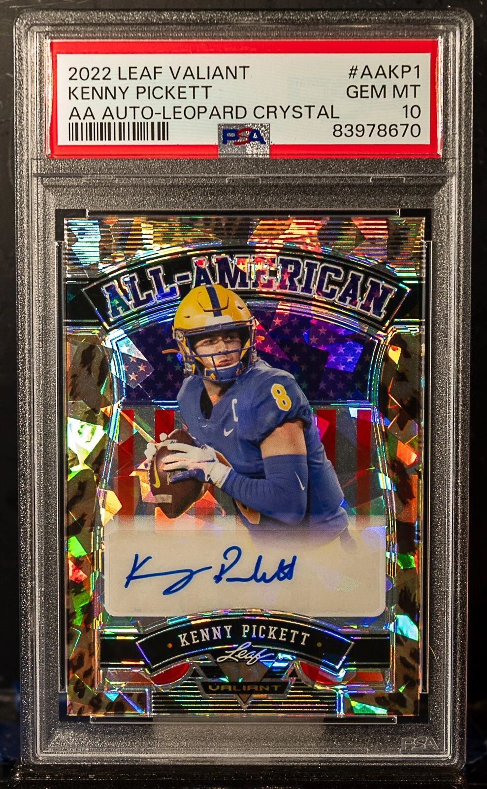 Kenny Pickett Leaf Valiant All-American Autographs #AAKP1 Leopard Crystal