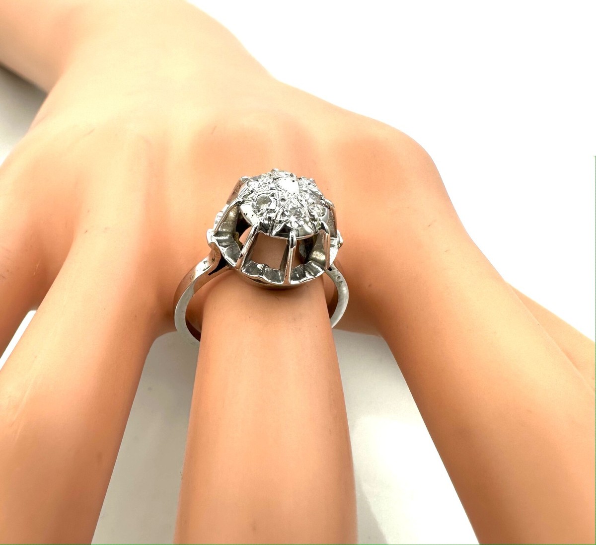 Bague Or Blanc 18 Carats Avec Diamants 0,70 Carat - Style éternité, Taille 56, 4,24g, Occasion