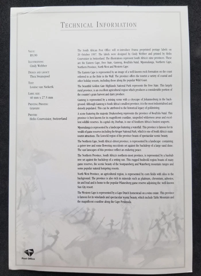 [SJ] South Africa Frama ATM Machine Label 1998 Cave Painting Tree (FDC) *c scan - Image 2 of 4