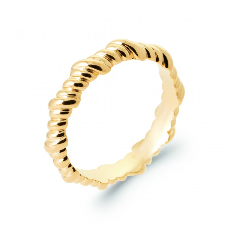 Bague alliance torsadée en plaqué or 18 carats 750/000 poinçonné