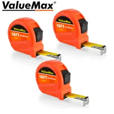 ValueMax 3PACK Retractable Tape Measure 16FT Measurement Tape w/Fractions 1/8 US