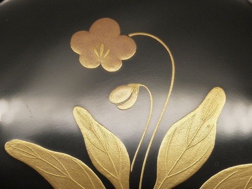Japan Lacquer Wooden Tea caddy Hira-Natsume Adorned with Spring Feild Maki-e 207 - Foto 13 di 15