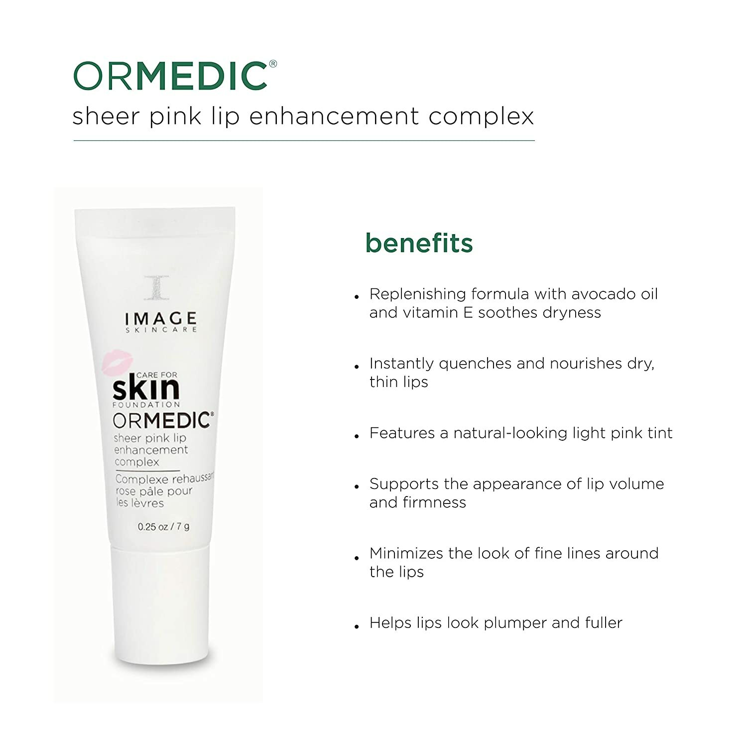 Image Ormedic Sheer Pink Lip Enhancer – 0,25 Oz (7 Ml), Feuchtigkeitsspendend, Für Mehr Lippenvolumen