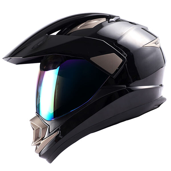 Dual Sport Motorcycle Motocross Mx Atv Dirt Bike Full Face Helmet Glossy Black