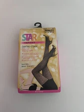 Star Power by Spanx Center Stage Patterned Shaping Tights Black Size E