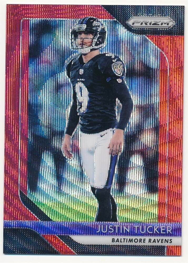 JUSTIN TUCKER 2018 PANINI PRIZM #182 RED WAVE PRIZMS RAVENS MINT SP #092/149