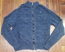 Guess Blue Marled Full Zip Sweater