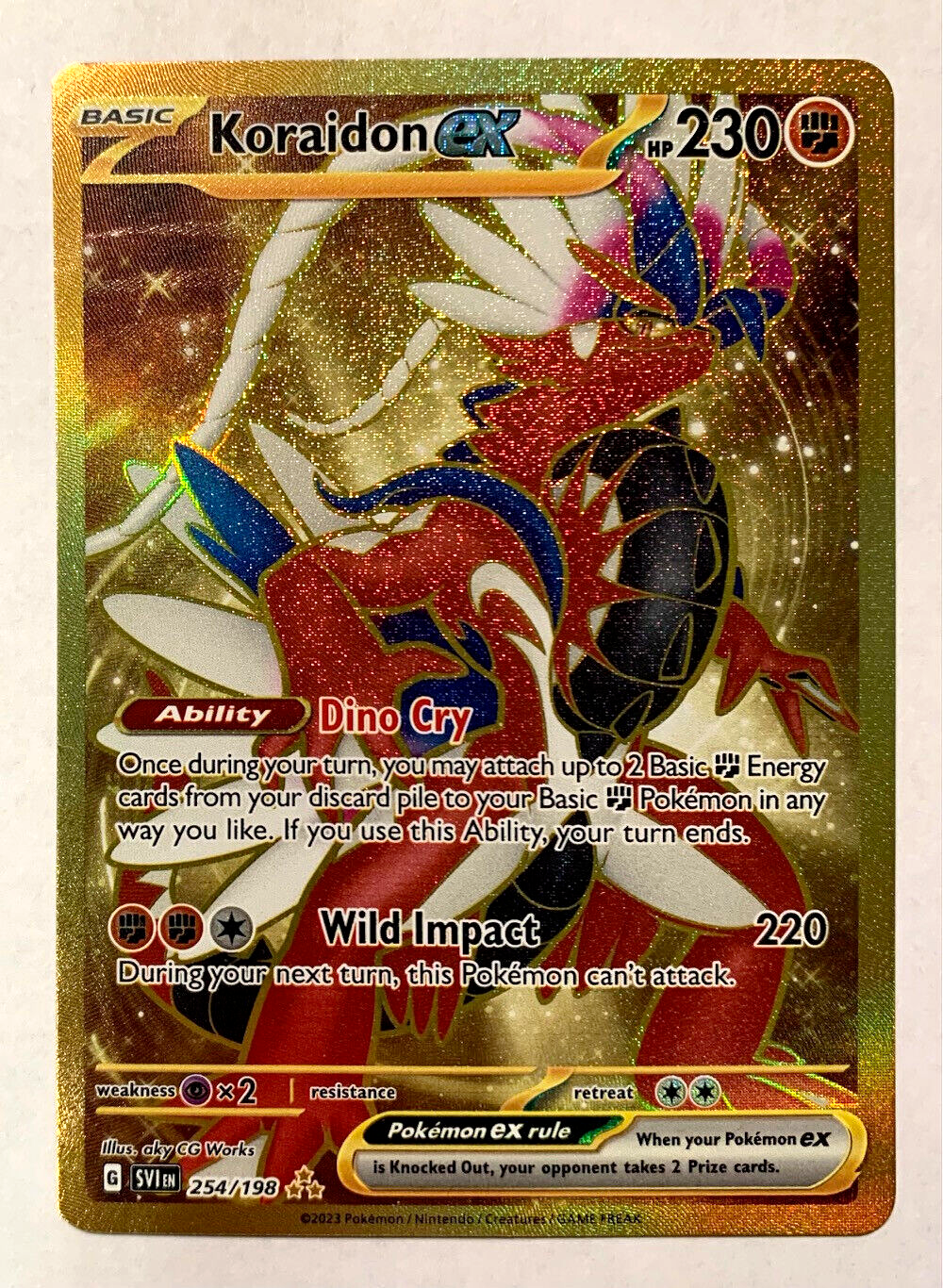  Pokemon - Koraidon ex 254/198 - Scarlet & Violet - Secret Rare  - Gold Holo Foil : Toys & Games