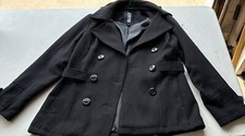 Intl D.e.t.a.i.l.s Women's Black Pea Coat Size M