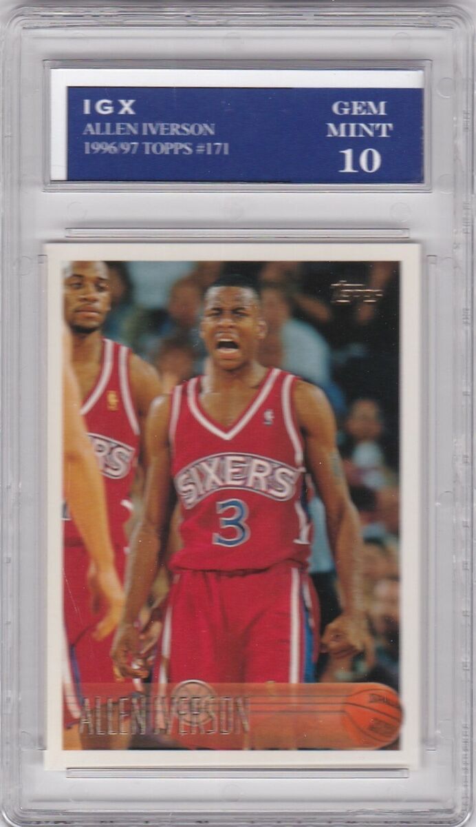 ALLEN IVERSON ROOKIE CARD 1996/97 Topps Basketball GRADED ALLEN IVERSON ROOKIE CARD 1996/97 Topps Basketball GRADED