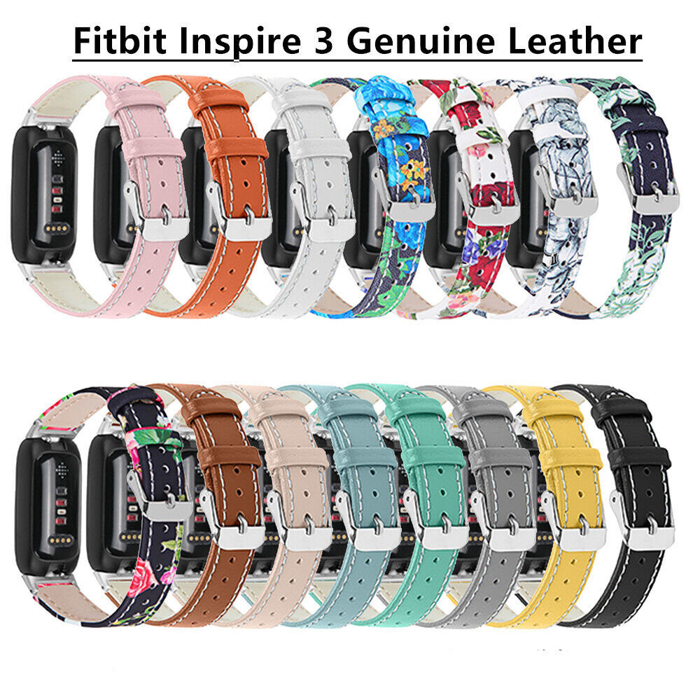For Fitbit Inspire 3 Smart Watch Genuine Leather Wrist Band Strap Replacement