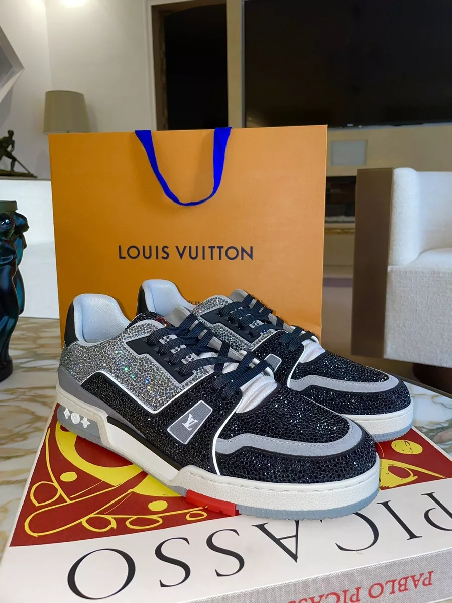 Louis Vuitton Blue LV Trainer Crystals Sneaker