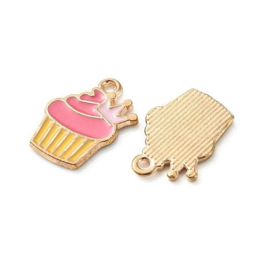 ¡50 piezas! Pequeña corona de cupcakes esmaltada de aleación de 17 mm ROSA encanto · plomo/cadmio GRATIS - Imagen 3 de 6