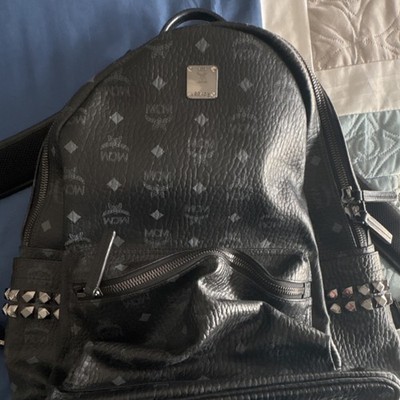 MCM Medium Stark Side Studs Backpack in Visetos Black