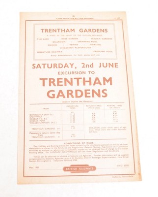Eisenbahn Handzettel BR British Railways Excursion Trentham Gardens 1951