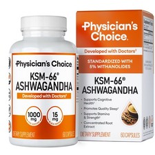 KSM66 Ashwagandha 1000mg Capsules  Organic Stress & Mood Support, 60 Count