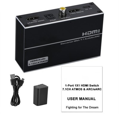 HDMI 2.0 Audio Extractor 4K 120Hz HDR 1 In 1 Out HDMI Splitter Audio Converter