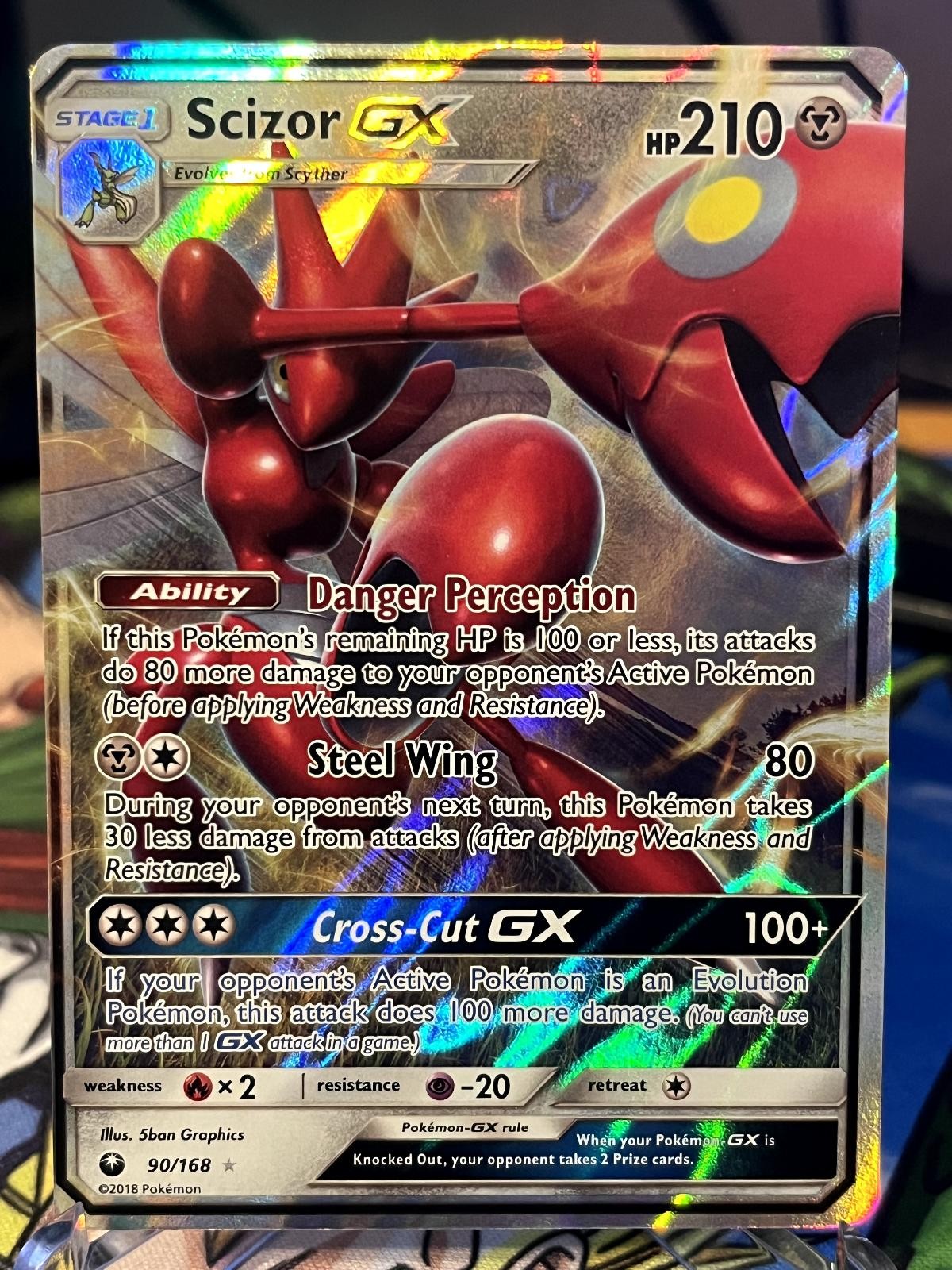 Scizor GX 90/168 Holo GX Rare Celestial Storm Pokemon Lightly Played