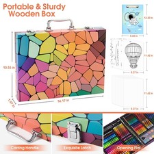 Popyola Art Supplies, 180 Pack Drawing Painting Set Crayon Marker Paint Pencil