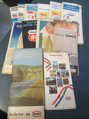 CHEVRON ESSO EXXON GULF PHILIPS GAS STATION VINTAGE HIGHWAY ROAD TRAVEL MAPS
