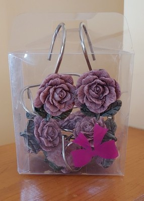 Flower Resign Shower Curtain Hooks set of 12
