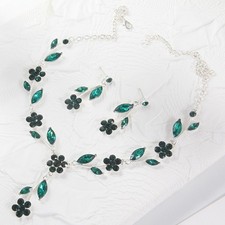 Bridal Rhinestone Crystal Necklace Earrings Set Women's Evening Wear Accessories