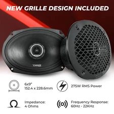 2 DS18 PRO-ZT69 6x9 2 Way Speakers 4-ohm Car Motorcycle Water Resitant Midrange