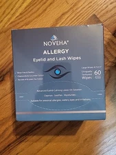 NOVEHA Allergy Relief Eyelid Wipes Pre-Moistened Hypoallergenic 60 Wipes Sealed