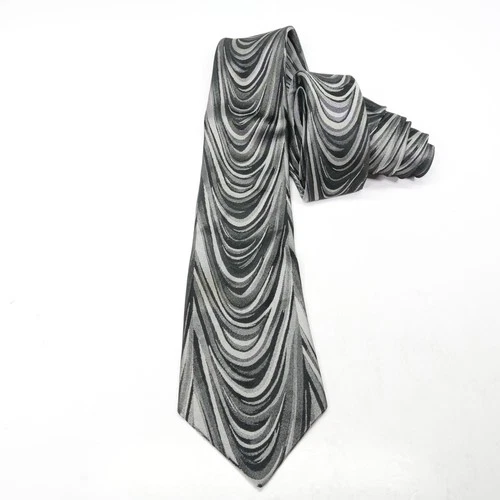 VTG 50s 60s Newsteters Man's Store Men's Gray Black Abstract Woven Silk Tie - product listing photo