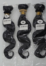BLACK HAIR WEAVING NATURAL COLOR WAVE 16" LOT OF 3