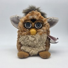 1998 VTG Tiger Furby Giraffe 70-800 Brown White Blue Eyes  Semi-Working/Read 