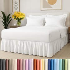 Bedskirt Queen Size Ruffle - 12 inch Drop Dust Ruffle Bed Skirt with Platform...