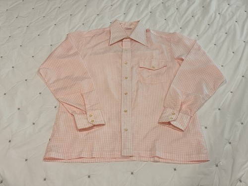 Vintage 1970’s Saks Fifth Avenue Men’s Pink Checkered Button Down - Excellent!